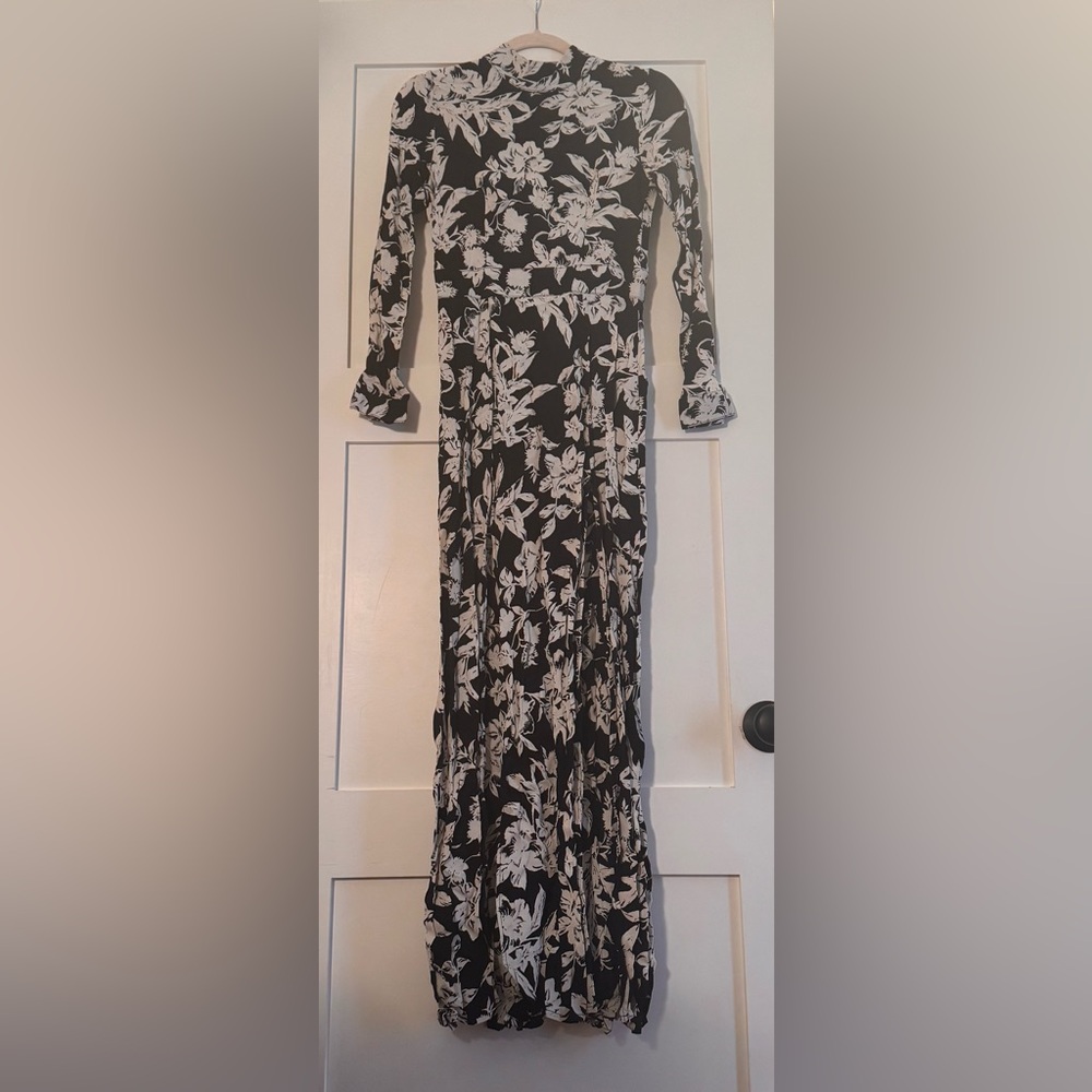 Flynn Skye Black and White Floral Backless Dress